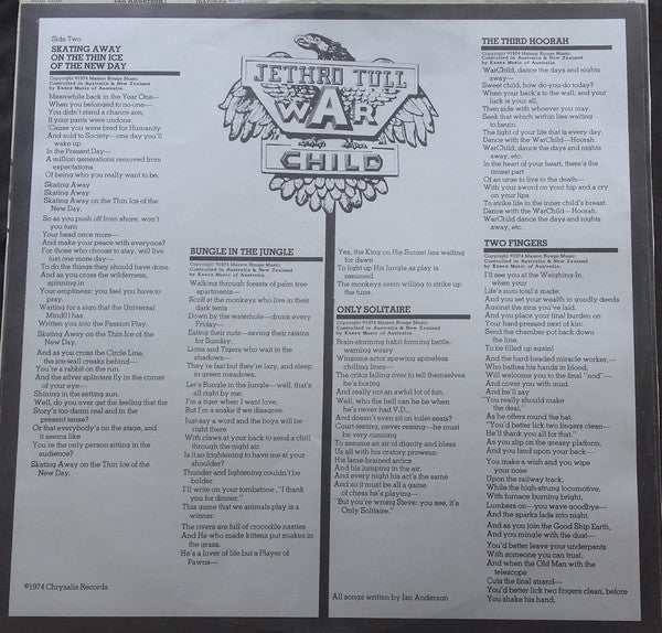 Jethro Tull – War Child LP vinyl record, image 4 of 6