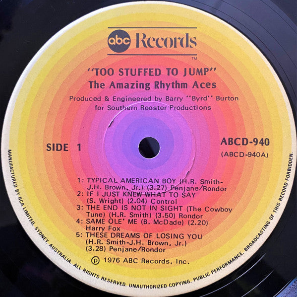 The Amazing Rhythm Aces – Too Stuffed To Jump LP vinyl record, image 4 of 5