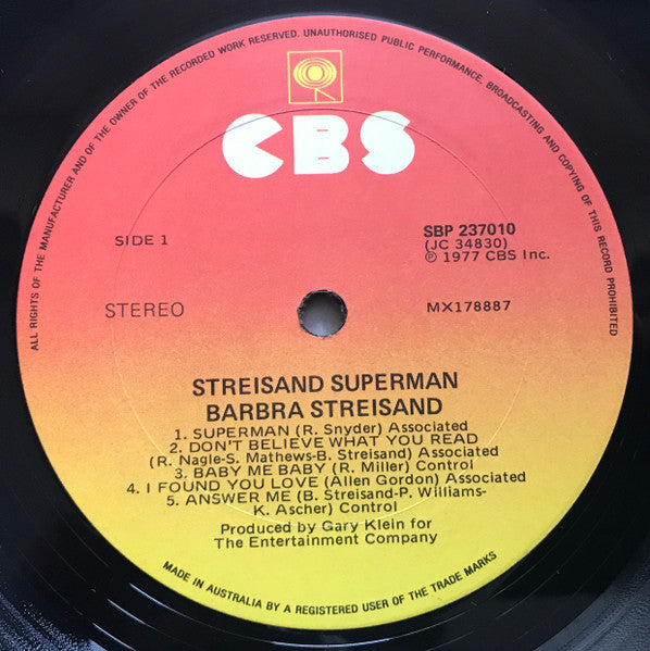 Barbra Streisand – Streisand Superman LP vinyl record, image 3 of 9