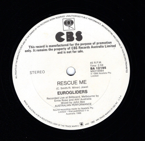 Eurogliders – Absolutely! (Extended Mix) 12" vinyl record, image 4 of 4