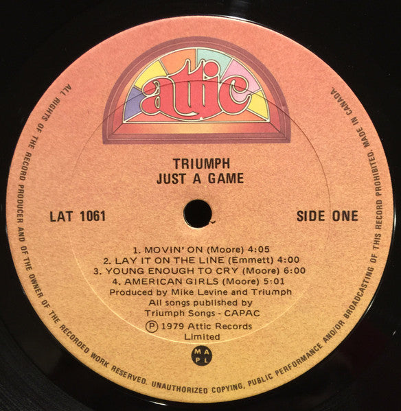 Triumph – Just A Game LP vinyl record, image 4 of 9
