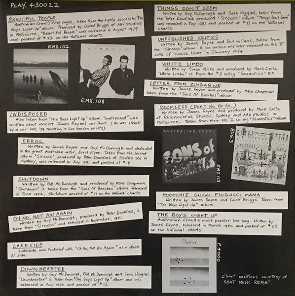 Australian Crawl – Crawl File - Their Greatest Hits LP vinyl record, image 3 of 6
