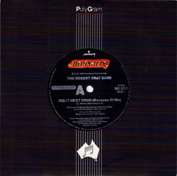 The Robert Cray Band – Right Next Door (Because Of Me) 7" vinyl record, image 3 of 3