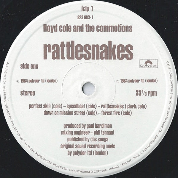 Lloyd Cole & The Commotions – Rattlesnakes LP vinyl record, image 3 of 6