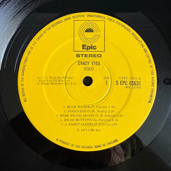 Poco – Crazy Eyes LP vinyl record, image 4 of 5