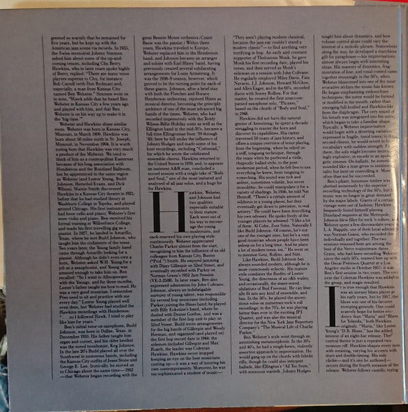 Ben Webster, Coleman Hawkins – Tenor Giants (2xLP) LP vinyl record, image 2 of 8