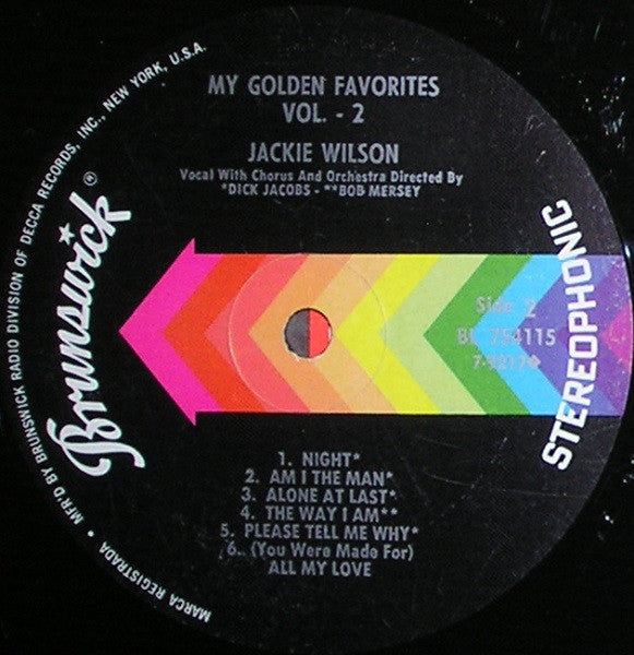 Jackie Wilson – My Golden Favorites - Vol. 2 LP vinyl record, image 4 of 4
