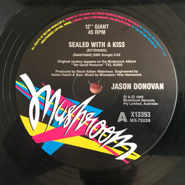 Jason Donovan – Sealed With A Kiss 12" vinyl record, image 3 of 4