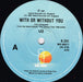 U2 – With Or Without You 7" vinyl record, image 3 of 4