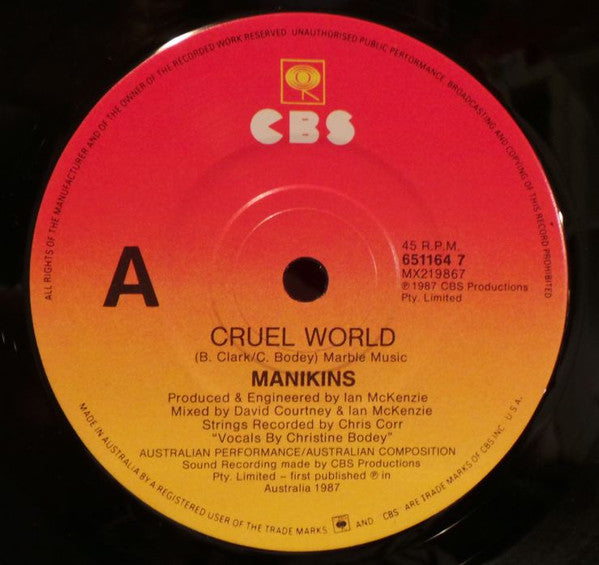 Manikins – Cruel World 7" vinyl record, image 3 of 4