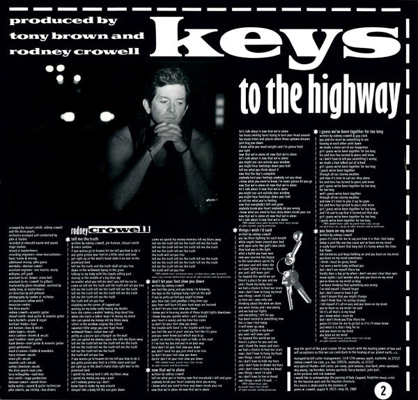 Rodney Crowell – Keys To The Highway LP vinyl record, image 6 of 6