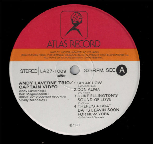 Andy LaVerne Trio – Captain Video LP vinyl record, image 3 of 4
