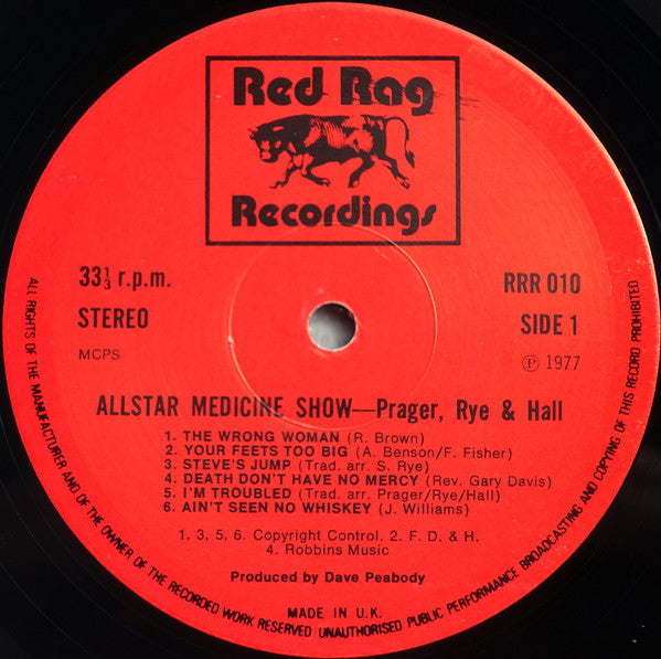 Simon Prager, Steve Rye, Bob Hall – All-Star Medicine Show LP vinyl record, image 3 of 6