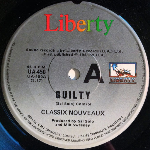 Classix Nouveaux – Guilty 7" vinyl record, image 1 of 2