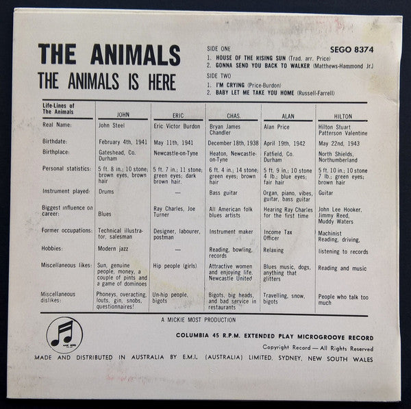 The Animals – The Animals Is Here 7" vinyl record, image 2 of 4