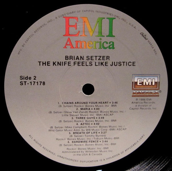 Brian Setzer – The Knife Feels Like Justice LP vinyl record, image 4 of 10