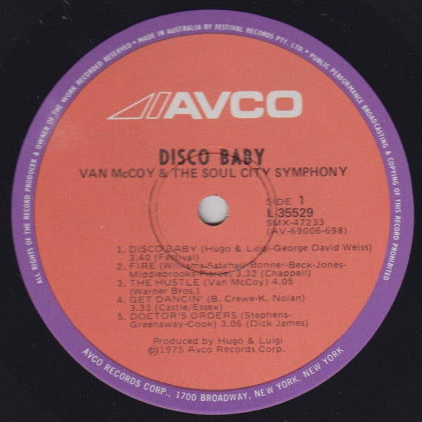 Van McCoy & The Soul City Symphony – Disco Baby LP vinyl record, image 3 of 4