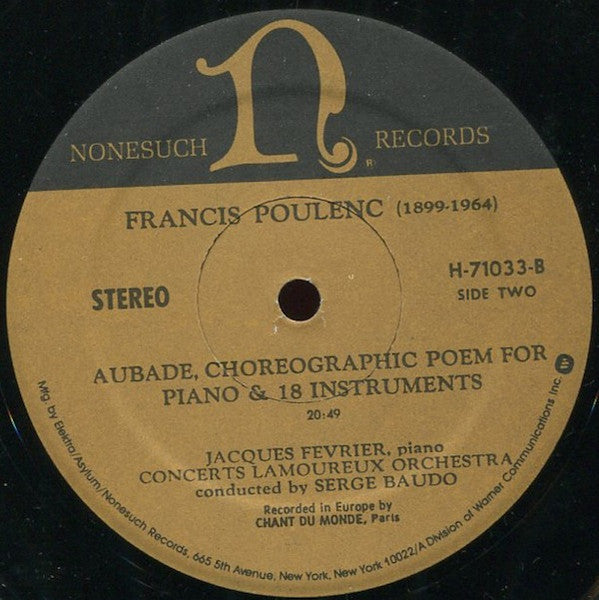 Francis Poulenc – Poulenc: Sonata For Clarinet And Piano / Sonata For Oboe And Piano / Aubade LP vinyl record, image 4 of 4