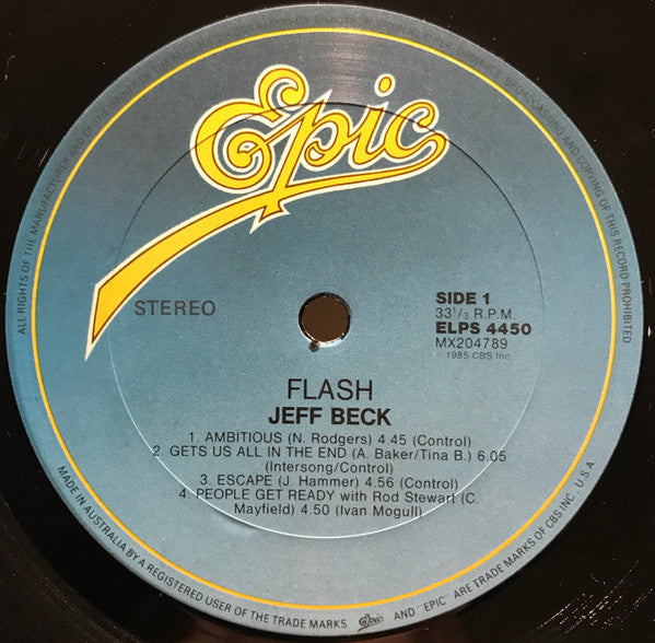 Jeff Beck – Flash LP vinyl record, image 3 of 4