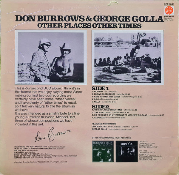 Don Burrows•George Golla Duo – Other Places Other Times LP vinyl record, image 2 of 4