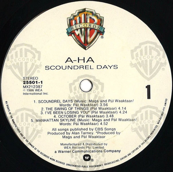 a-ha – Scoundrel Days LP vinyl record, image 3 of 6