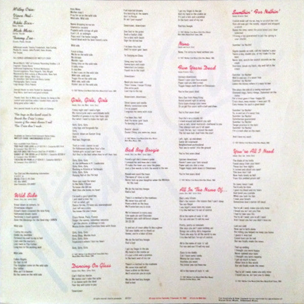 Mötley Crüe – Girls, Girls, Girls LP vinyl record, image 5 of 6