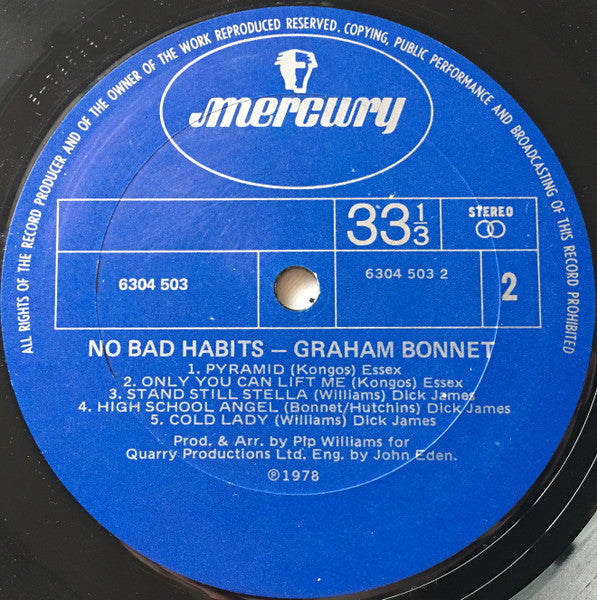 Graham Bonnet – No Bad Habits LP vinyl record, image 4 of 4