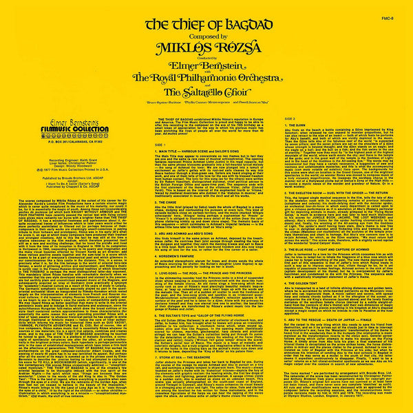 Miklós Rózsa, Elmer Bernstein, The Royal Philharmonic Orchestra, The Saltarello Choir – The Thief Of Bagdad LP vinyl record, image 2 of 4