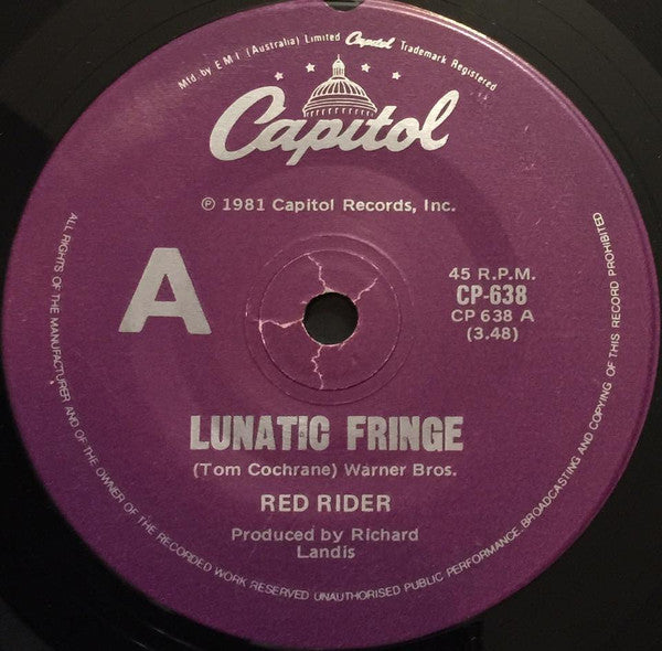 Red Rider – Lunatic Fringe 7" vinyl record