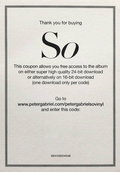 Peter Gabriel – So LP vinyl record, image 8 of 9