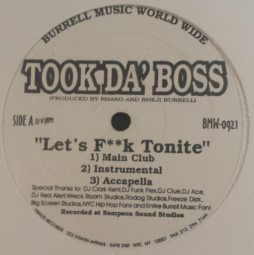 Took Da' Boss – Let's F**k Tonite / After Dark 12" vinyl record, image 1 of 2