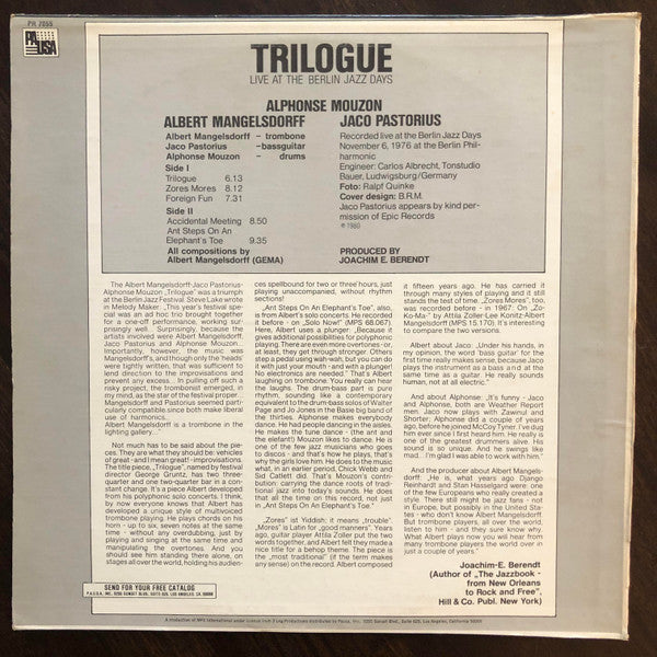 Trilogue – Live At The Berlin Jazz Days LP vinyl record, image 2 of 4