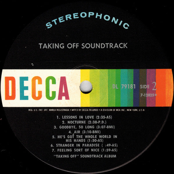 Various – Taking Off (Original Sound Track Album) LP vinyl record, image 5 of 5