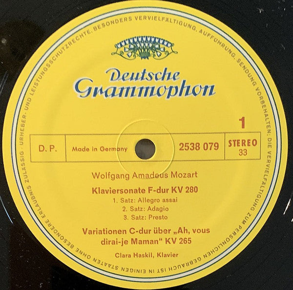 Wolfgang Amadeus Mozart, Clara Haskil, Wilhelm Kempff – Klaviersonaten F-Dur Und A-Dur (Rondo Alla Turca) / Variationen Ûber "Ah, Vous Dirai-je Maman" LP vinyl record, image 3 of 4
