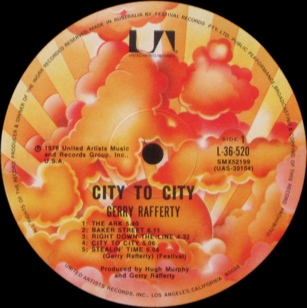Gerry Rafferty – City To City LP vinyl record, image 3 of 4