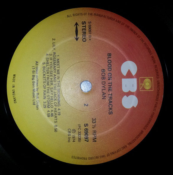 Bob Dylan – Blood On The Tracks LP vinyl record, image 3 of 3