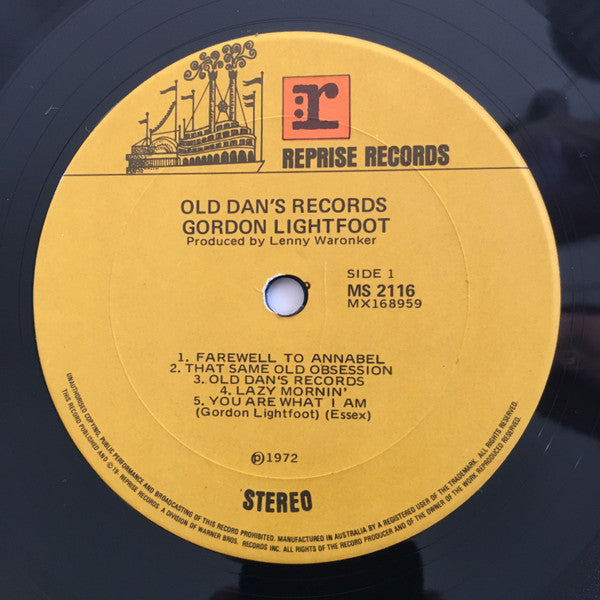 Gordon Lightfoot – Old Dan's Records LP vinyl record, image 4 of 4