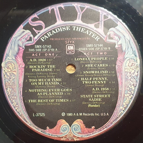 Styx – Paradise Theatre LP vinyl record, image 6 of 6