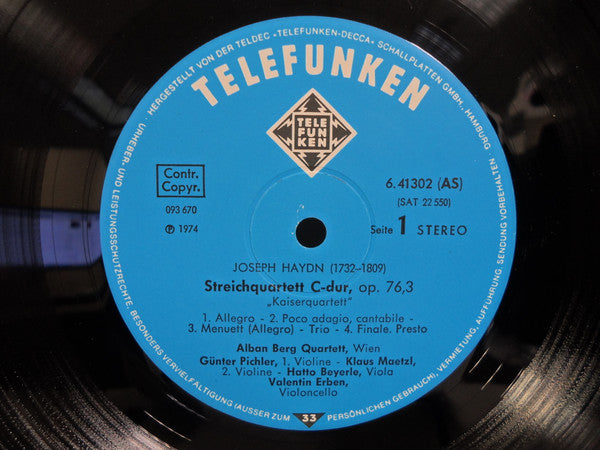 Joseph Haydn, Alban Berg Quartett – Streichquartette / String Quartets / Quatuors À Cordes: Op. 76,3 "Kaiserquartett" - Op. 74,3 "Reiterquartett" LP vinyl record, image 4 of 5