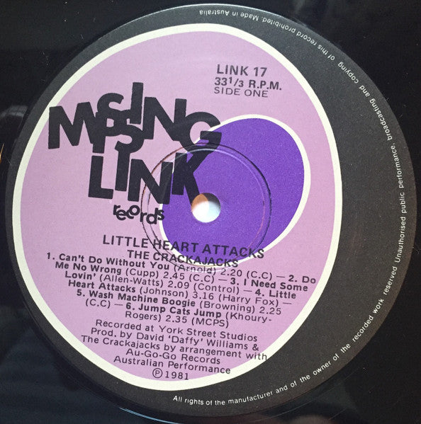 Crackajacks – Little Heart Attacks LP vinyl record, image 3 of 4