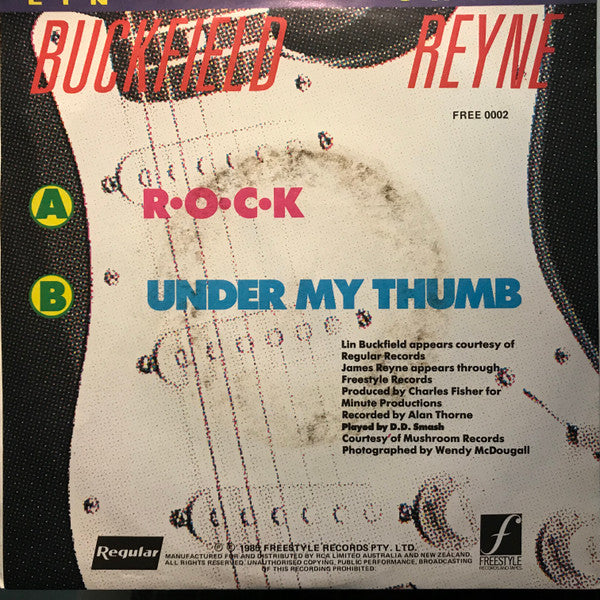 Lin Buckfield, James Reyne – R. O. C. K. 7" vinyl record, image 2 of 4