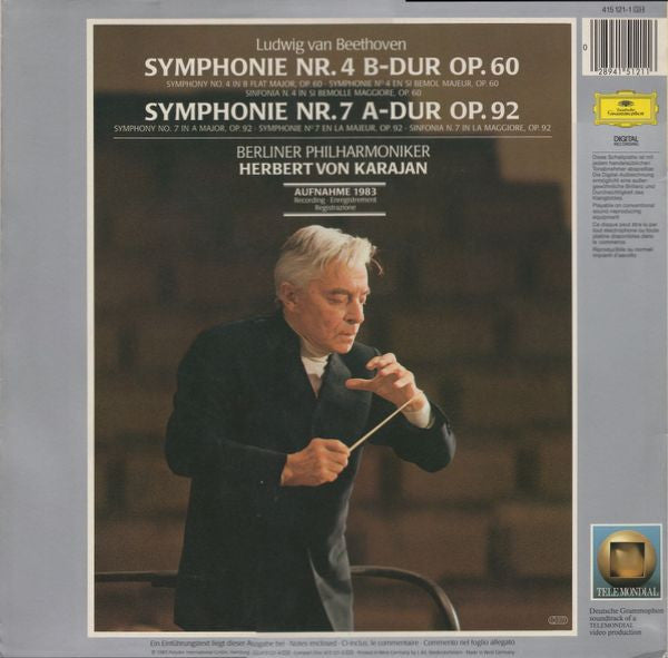 Ludwig Van Beethoven, Herbert Von Karajan, Berliner Philharmoniker – Symphonien 4 & 7 LP vinyl record, image 2 of 5
