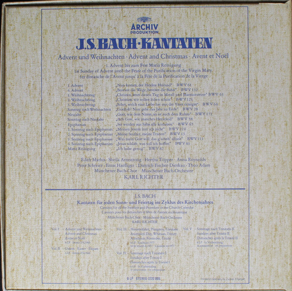 Johann Sebastian Bach, Edith Mathis, Sheila Armstrong, Hertha Töpper, Anna Reynolds, Peter Schreier, Ernst Haefliger, Dietrich Fischer-Dieskau, Theo Adam, Münchener Bach-Orchester, Münchener Bach-Chor, Karl Richter – Kantaten - Advent Und... (6xLP) LP vinyl record, image 2 of 10
