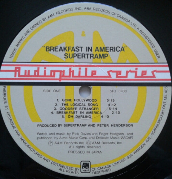 Supertramp – Breakfast In America LP vinyl record, image 3 of 4
