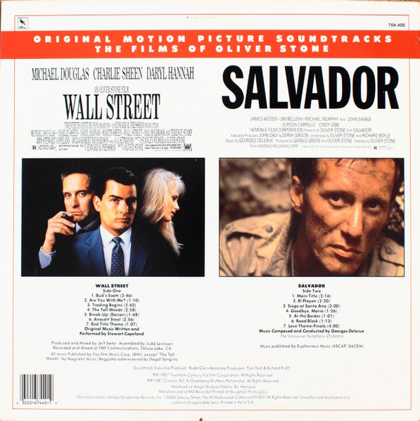 Stewart Copeland, Georges Delerue – Wall Street / Salvador (Original Motion Picture Soundtracks) LP vinyl record, image 2 of 4