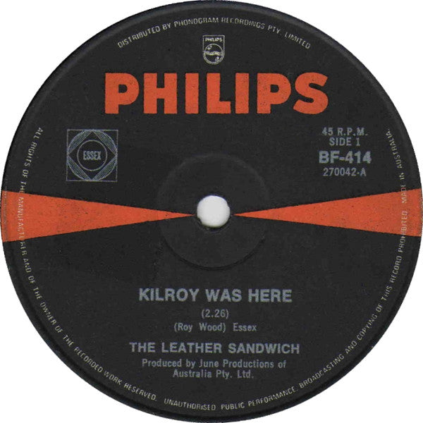The Leather Sandwich – Kilroy Was Here 7" vinyl record, image 1 of 4