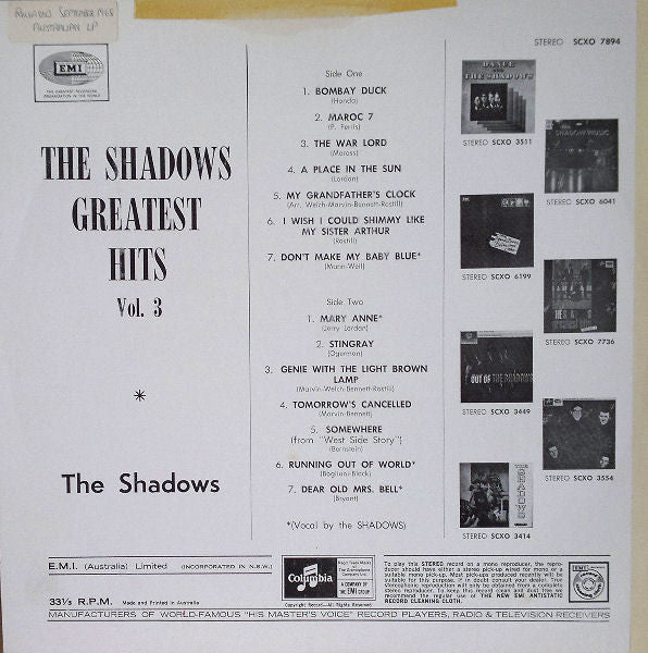 The Shadows – The Shadows Greatest Hits Vol. 3 LP vinyl record, image 2 of 4
