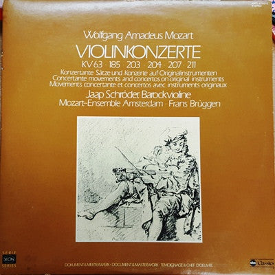 Wolfgang Amadeus Mozart, Jaap Schröder, Mozart-Ensemble Amsterdam, Frans Brüggen – Violinkonzerte KV 63 • 185 • 203 • 204 • 207 • 211 (2xLP) LP vinyl record, image 1 of 7