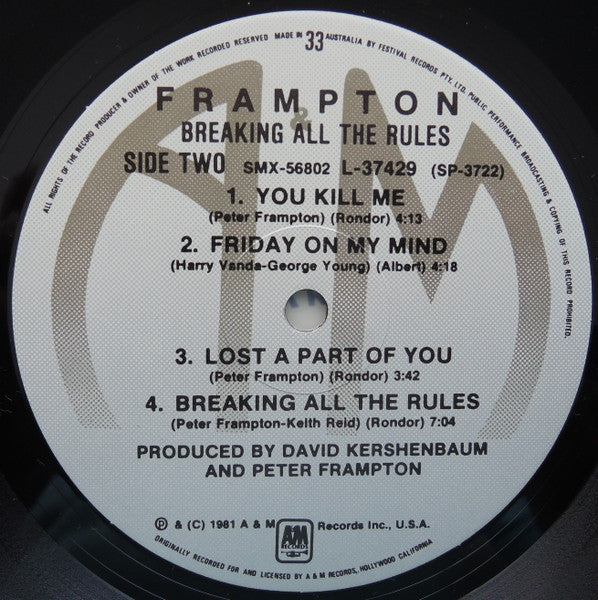 Peter Frampton – Breaking All The Rules LP vinyl record, image 4 of 6