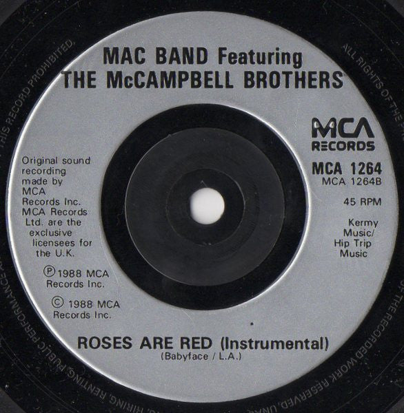 Mac Band Featuring The McCampbell Brothers – Roses Are Red 7" vinyl record, image 4 of 4